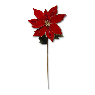 Red Velvet Poinsettia Stem w/Sequins 30"  K&K   