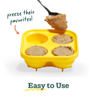 Pupsicle Treat Tray, yellow silicone 4-cavity mold for freezing dog treats