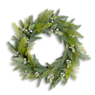 Mixed Pine w/Cream Pods Wreath on Vine BASE K&K