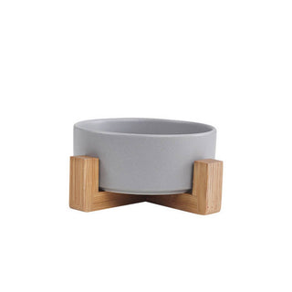 Raised Ceramic Pet Bowl Set with Wooden Stand_CWMM5939 Toby Supply GREY2 (11cm) 1