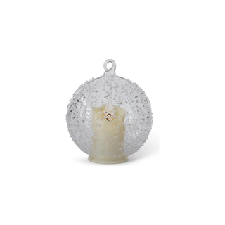 Textured Clear Glass LED Flicker Round Ornament  K&K Small  