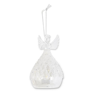 Clear Glass Lattic Bead LED Angel Ornament for Holiday Home Tree and Table Decoration K&K Medium