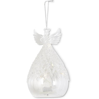 Clear Glass Lattic Bead LED Angel Ornament for Holiday Home Tree and Table Decoration K&K Large