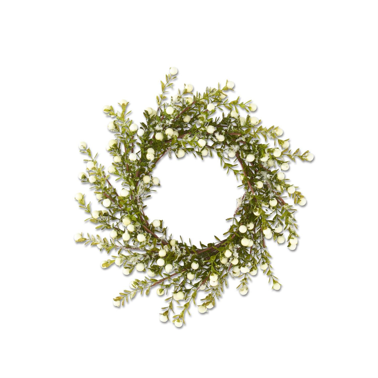 Glittered Snowy White Berry Leaf Candle Ring  K&K   