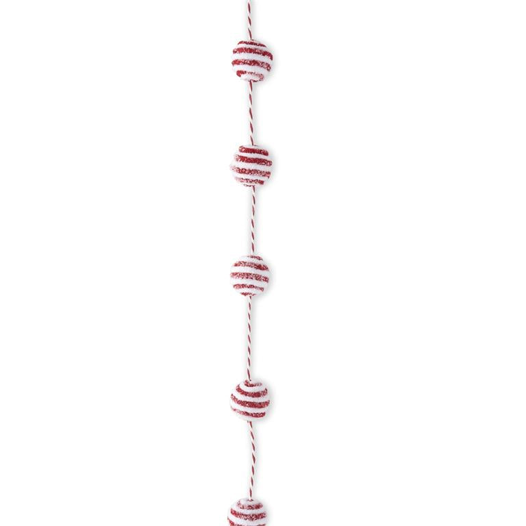 60 Inch Glittered Snowy Red & White Yarn Strip  K&K   
