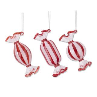 Red Glass Candy Ornament K&K