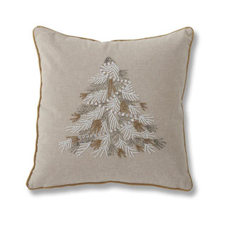 Square Cotton Beaded Christmas Tree Pillow K&K
