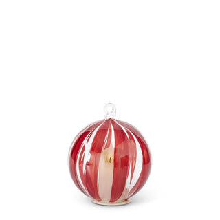 LED Hand Painted Red Stripe Glass Ornament  K&K   