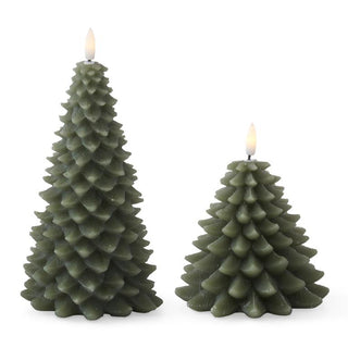 Green Wax Christmas Tree LED Candles w/Timer K&K