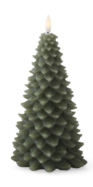 Green Wax Christmas Tree LED Candles w/Timer K&K Large
