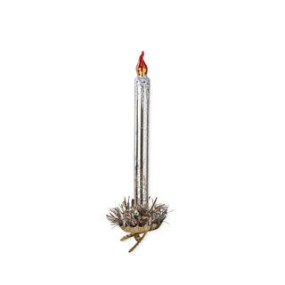 Silver Glass Taper Candle Ornament w/Bra K&K
