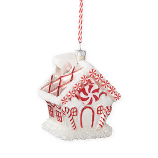 Red & White Peppermint Candy House Ornament K&K