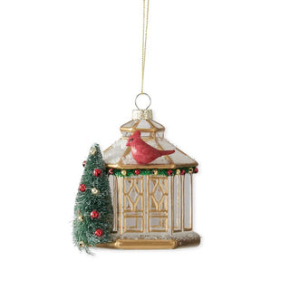 Glass Gazebo w/Bottle Brush Tree & Bird Ornament K&K