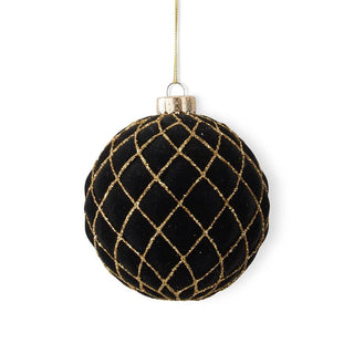 Black & Gold Velvet Ornaments (3 Styles) K&K Round