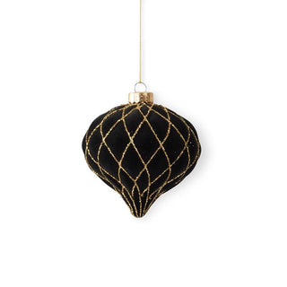 Black & Gold Velvet Ornaments (3 Styles) K&K Teardrop