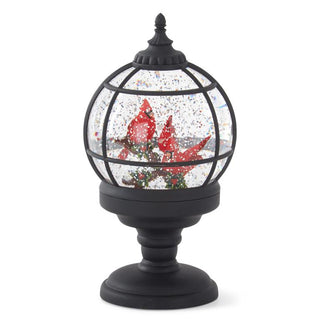 Black Grid Cardinals Water Spinning LED Snow Globe K&K