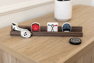Six 2x2-inch wood hockey shapes for a letterboard, including skate, goalie mask, jersey, net, helmet, and puck.