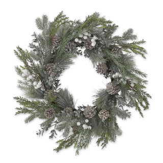 Glittered Mixed Pine w/Pinecones & White K&K