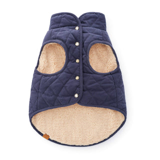 Navy Sherpa-Lined Reversible Dog Jacket The Foggy Dog