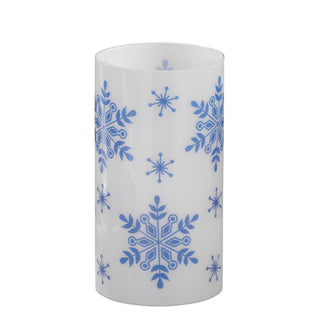 Glass Cylinder Holiday Candle Slip Cover (Candle Sold Separately) K&K Frosted White / Blue