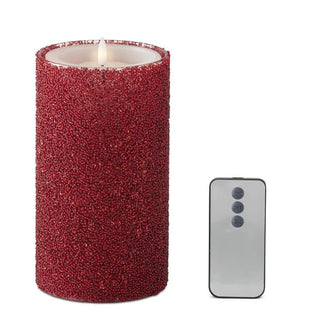 Red Seed Bead Glass Cylinder Candle Slip (Candle Sold Separately) K&K