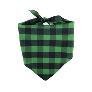 Buffalo Plaid Pet Bandana, green and black plaid pattern