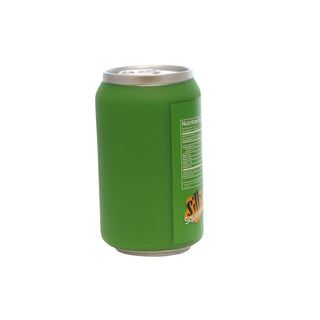 Silly Squeaker soda-can dog toy in green, Lucky Pup novelty squeaker