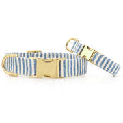 Lake Blue Stripe Summer Dog Collar The Foggy Dog