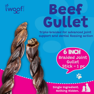 4 6-inch braided collagen sticks dog treat, grass-fed beef flavor