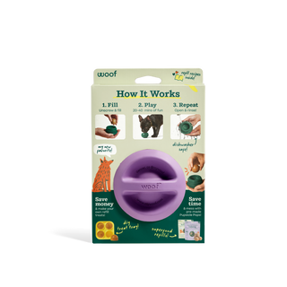 The Pupsicle Lavender Dapper dog treat toy by Woof, purple silicone
