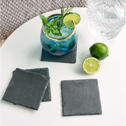Black Slate Square Coasters - Set of 4 - Box or Twine w/Tag Twine