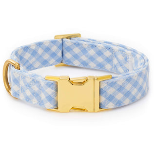 Sky Blue Gingham Spring Dog Collar Dapper The Foggy Dog
