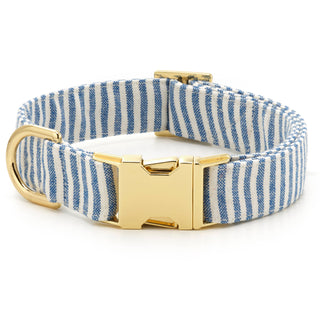 Lake Blue Stripe Summer Dog Collar The Foggy Dog