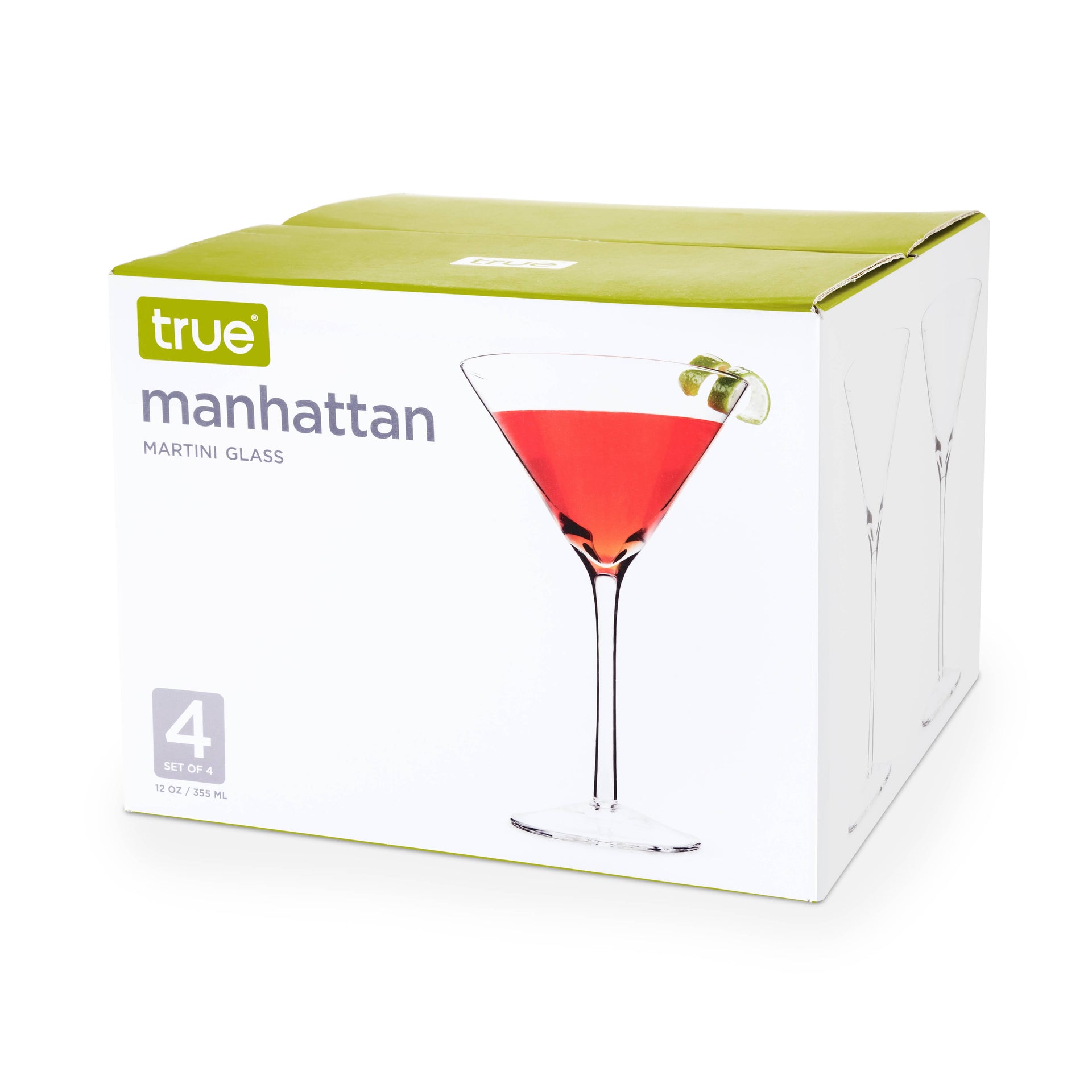 Manhattan Stemmed Glass Martini Cocktail Glasses - Set of 4 TRUE