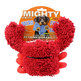 Mighty microfiber ball med crab red squeaky dog toy