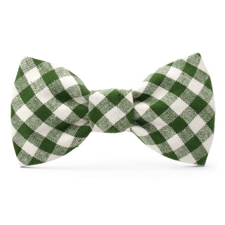 HTH x TFD Mini Gingham Hunter Green Dog Bow Tie The Foggy Dog