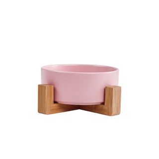 Raised Ceramic Pet Bowl Set with Wooden Stand_CWMM5939 Toby Supply