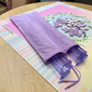 Mahjong rack storage bag with purple plastic racks and tiles; set of 6