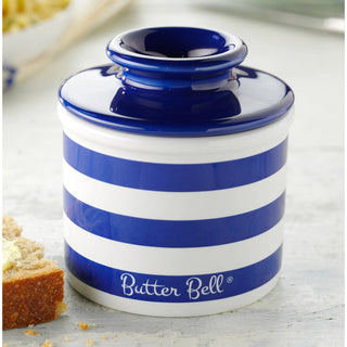 Nautical Blue Striped Butter Bell crock w/signature  The Original Butter Bell crock   