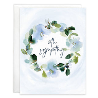 Sympathy Greeting Card - Soft Blue Wreath GINA B DESIGNS