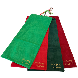 Set of four Mahjong rack storage bags in green, red, dark green, and burgundy for 17.5–20 inch racks