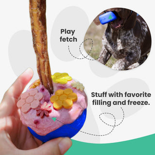 Classic Large dog toy for stuffing and freezing with colorful flower decorations