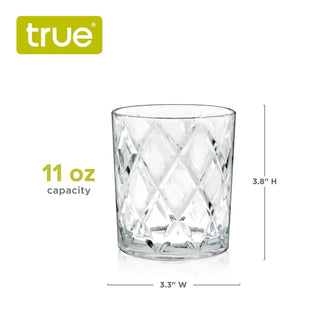 Diamond-Faceted Crystal Whiskey Glasses - Set of 4 TRUE