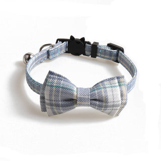 Mokka - British Plaid Bowtie Cat Collar Cheerhunting White