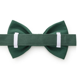 Clover Embroidered Dog Bow Tie in deep green with white loops