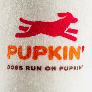Pupkin' Donuts Hot Coffee Dapper dog toy with pink dachshund logo
