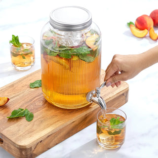 Fluted 1-Gallon Glass Drink Dispenser  JoyJolt   