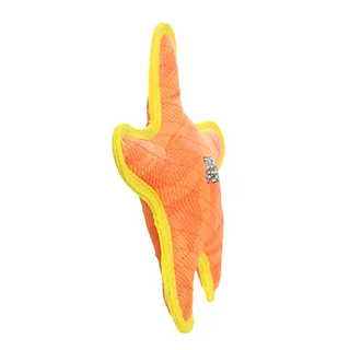DuraForce Star orange squeaky dog toy with yellow trim