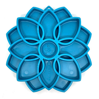 Mandala Design eTray Enrichment Tray for Dogs, blue plastic with petal-shaped compartments