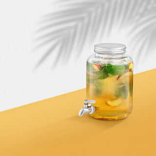 Fluted 1-Gallon Glass Drink Dispenser  JoyJolt   